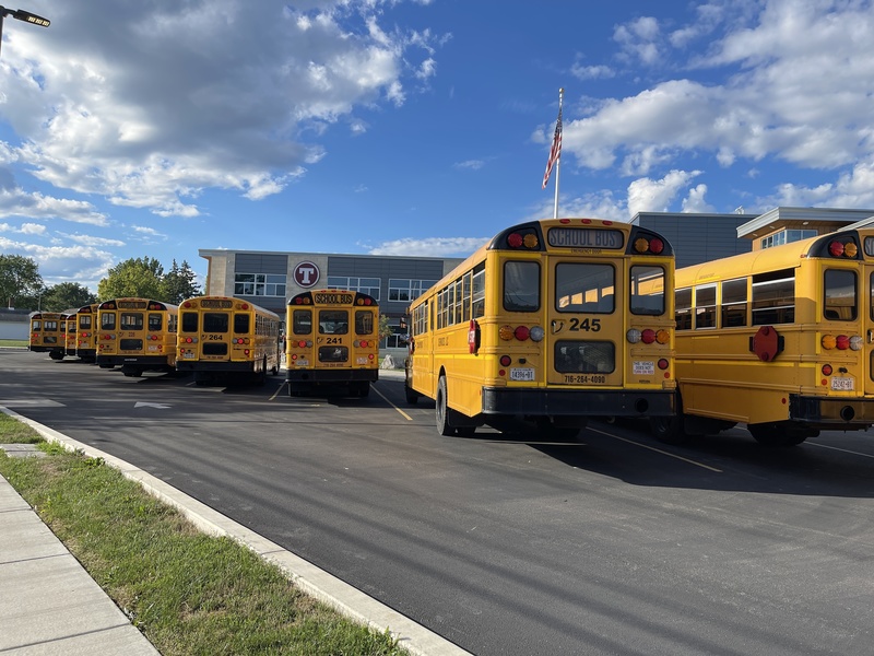 buses lined up at TES