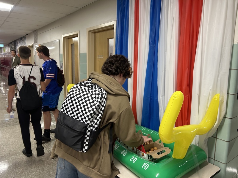 students help themselves to treats