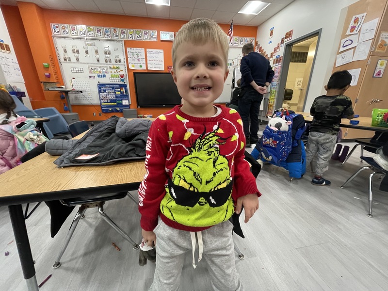 Students dress up for Grinch Day.