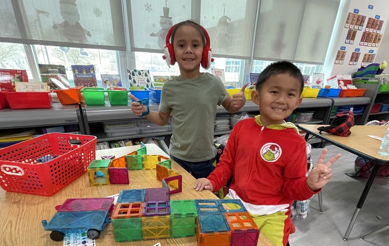 Students dress up for Grinch Day.