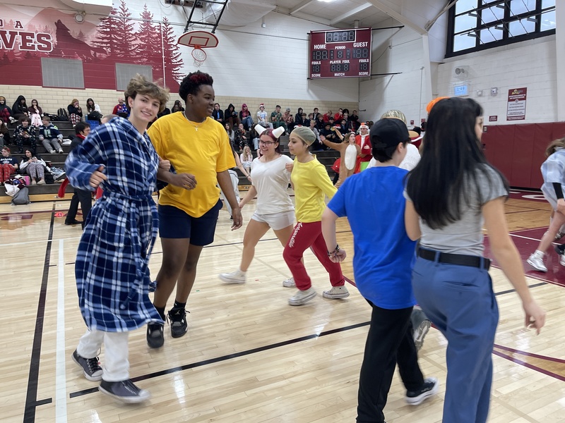 students dance in square dance competition
