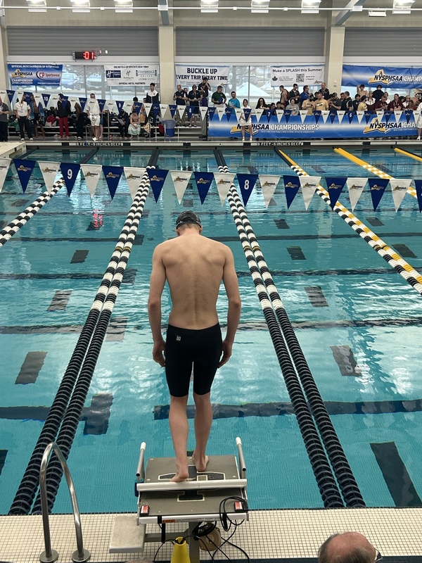 Jack prepares to swim.