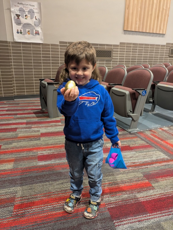 Elementary students participate in Easter Egg Hunt.