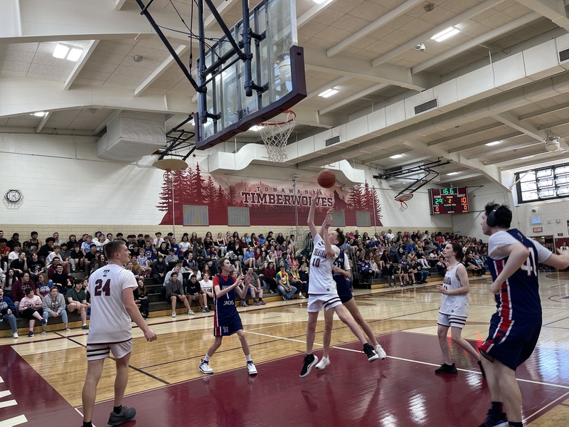 Tonawanda unified basketball player takes a shot on the court