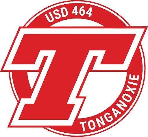 red power t with words usd 464 tonganoxie around the top and bottom edges