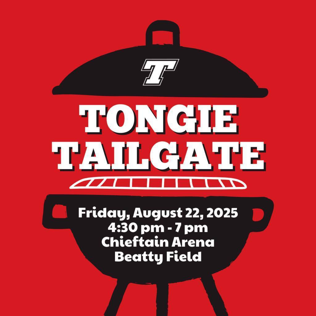 red background, black grill, white text