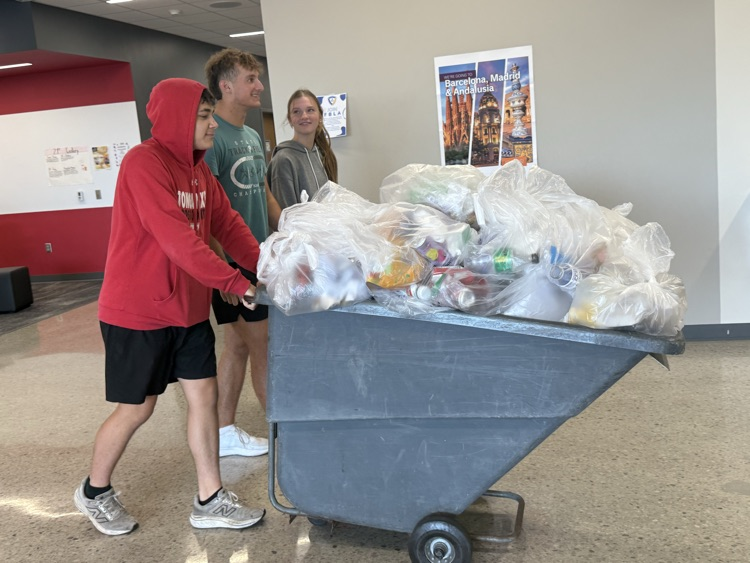 One trash (the smaller of two) trip to the dumpster