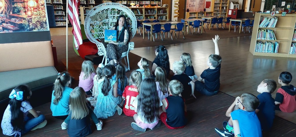 Students listening to a story.