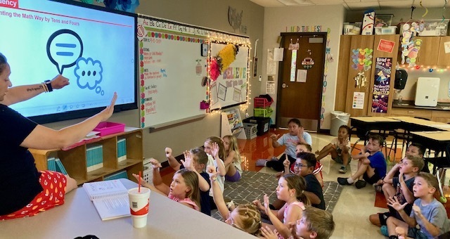 3rd grade students in Becky Pisani's class practice their daily math fluency drills. 