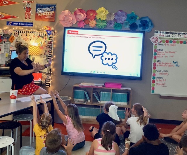 3rd grade students in Becky Pisani's class practice their daily math fluency drills. 
