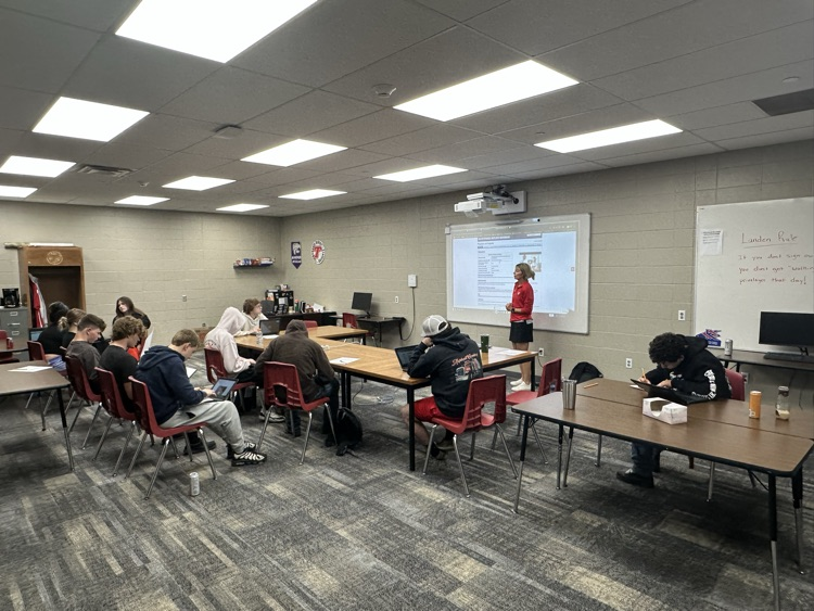 Mrs. Smith talking to Success Center students about career paths and post secondary training and education