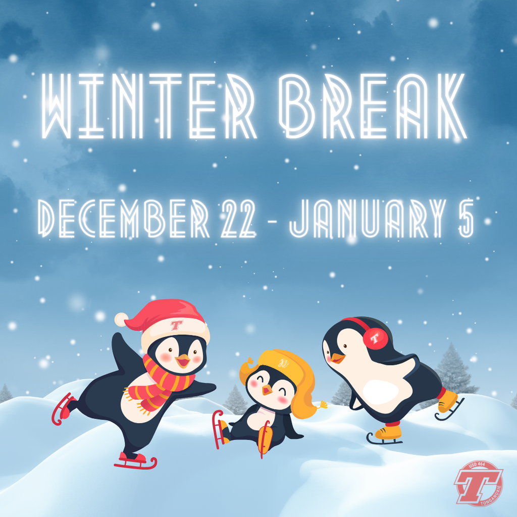 three snowmen wearing winter hats and scarves, ice skating in a snowy scene on a blue background