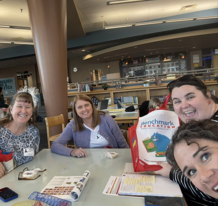 Teachers sit around a table for a training .