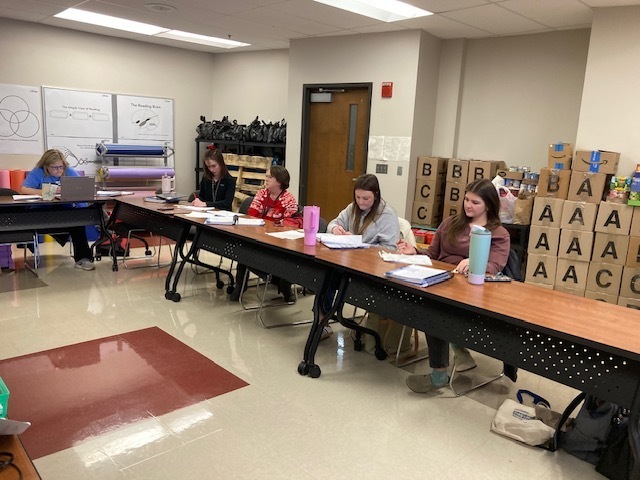 TES teachers attend their LETRS training. The LETRS course, taught by TES Instructional Coaches Amanda Albert and Kris Styes, meets the new state requirement that elementary teachers complete a structured literacy course. During the two-year long course, teachers learn about proven scientific strategies to teach students to read. Albert and Styes, trained by LETRS, are Local Certified Trainers and provide instruction to USD 464 teachers who need to earn the required certification.