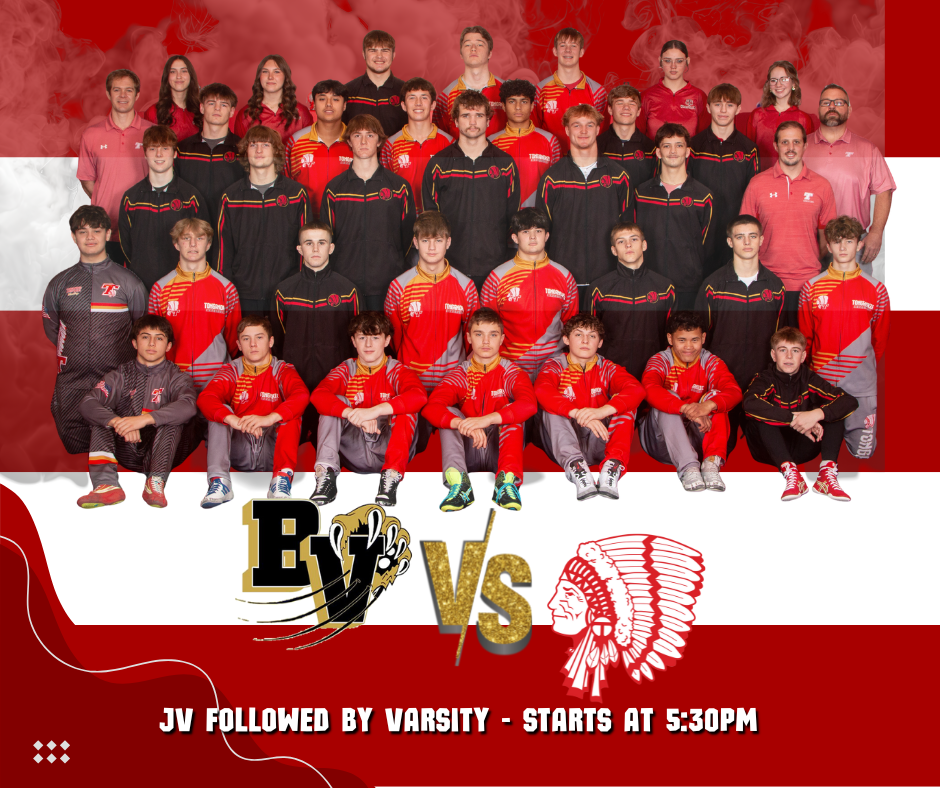 Varsity Boys Wrestling, tonight vs Blue Valley at home starting at 5:30 PM