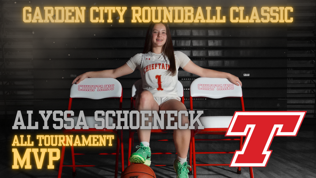 High school girl wearing white basketball uniform, sitting in a white folding chair
