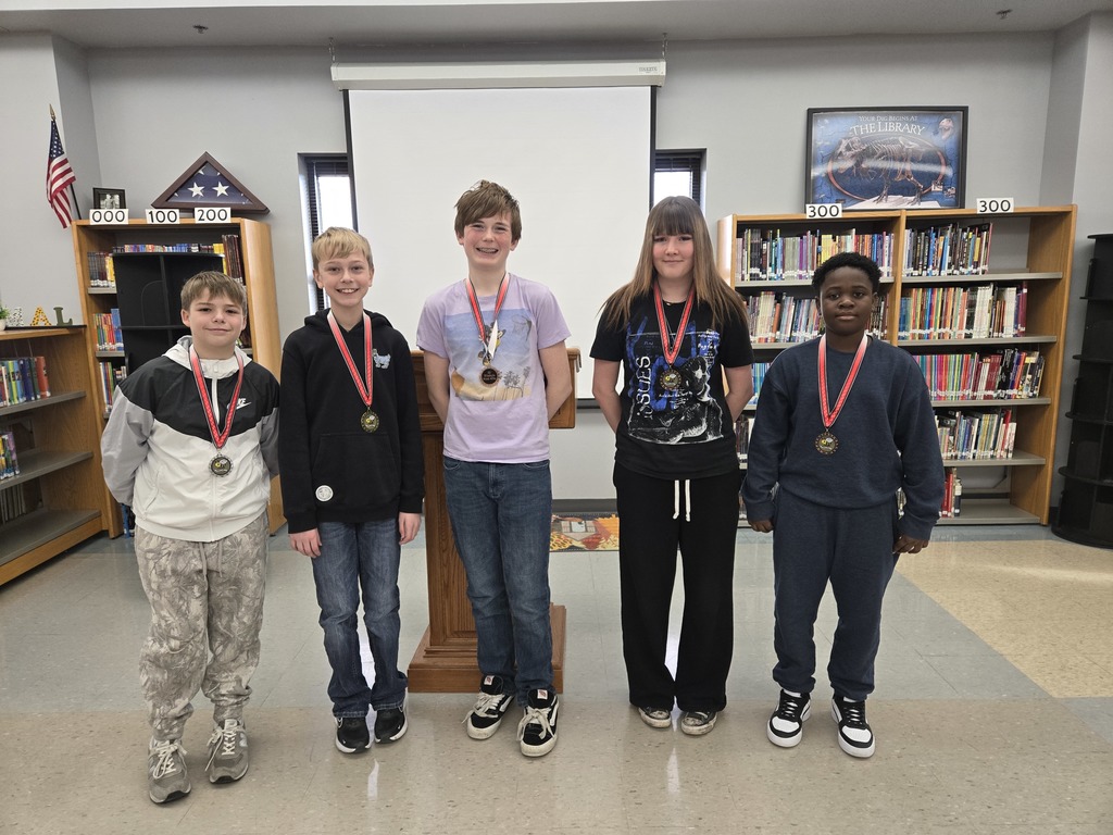 Seventh grade participants L to R: Garrett Gilliland, Henry Koch, Maxwell Jewell, Audrianna Walker, and Jared Doku