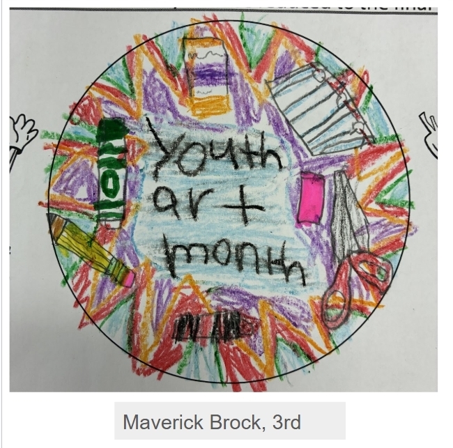YAM art month drawingsfor button design - YAM with bright colors and art supplies 