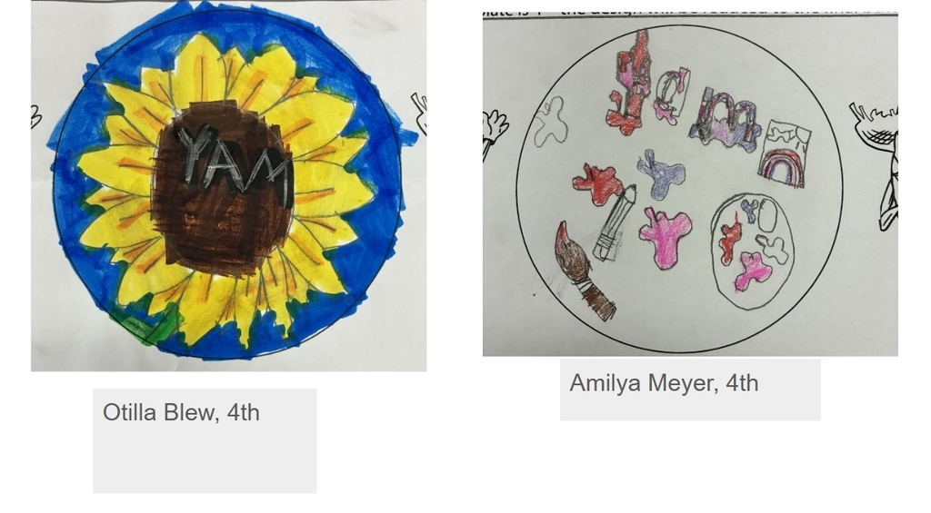 YAM art month drawings for button designs - YAM sunflower & art materials