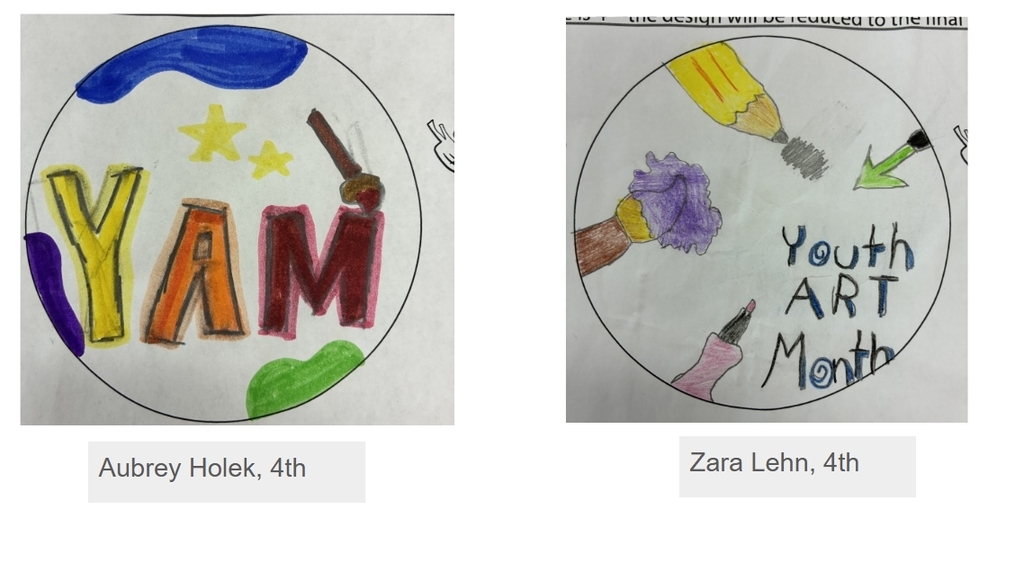 YAM art month drawings for button designs - YAM designs with paint splats and art materials 