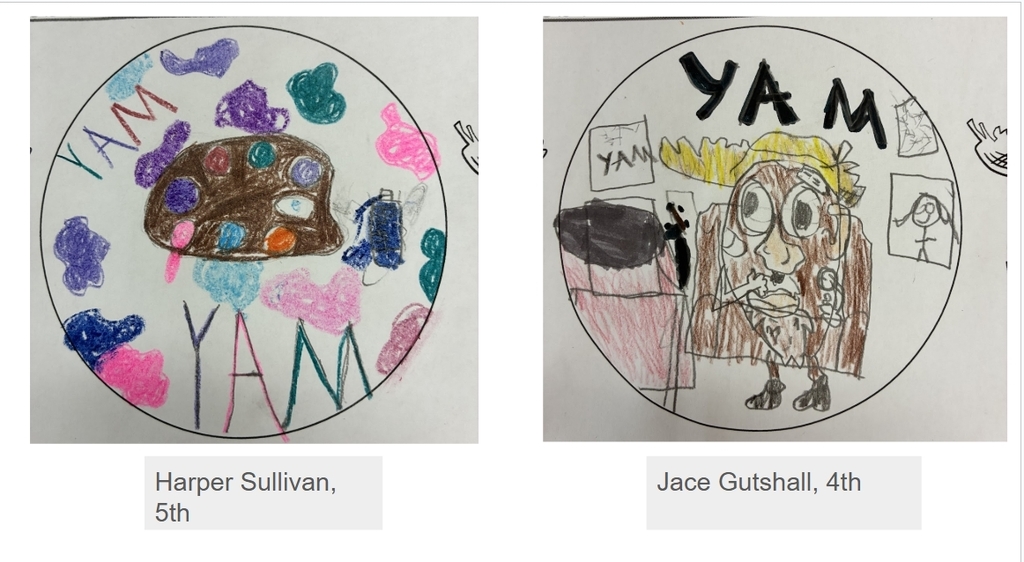 YAM art month drawings for button designs - YAM Mascot & YAM paint pallet 