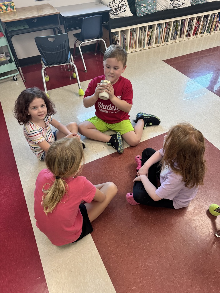Students making butter