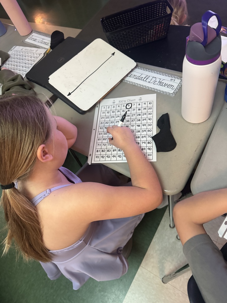 4th grade students in Mrs. Wolff's classroom prepare for upcoming state assessments by practicing their skills using a number grid.