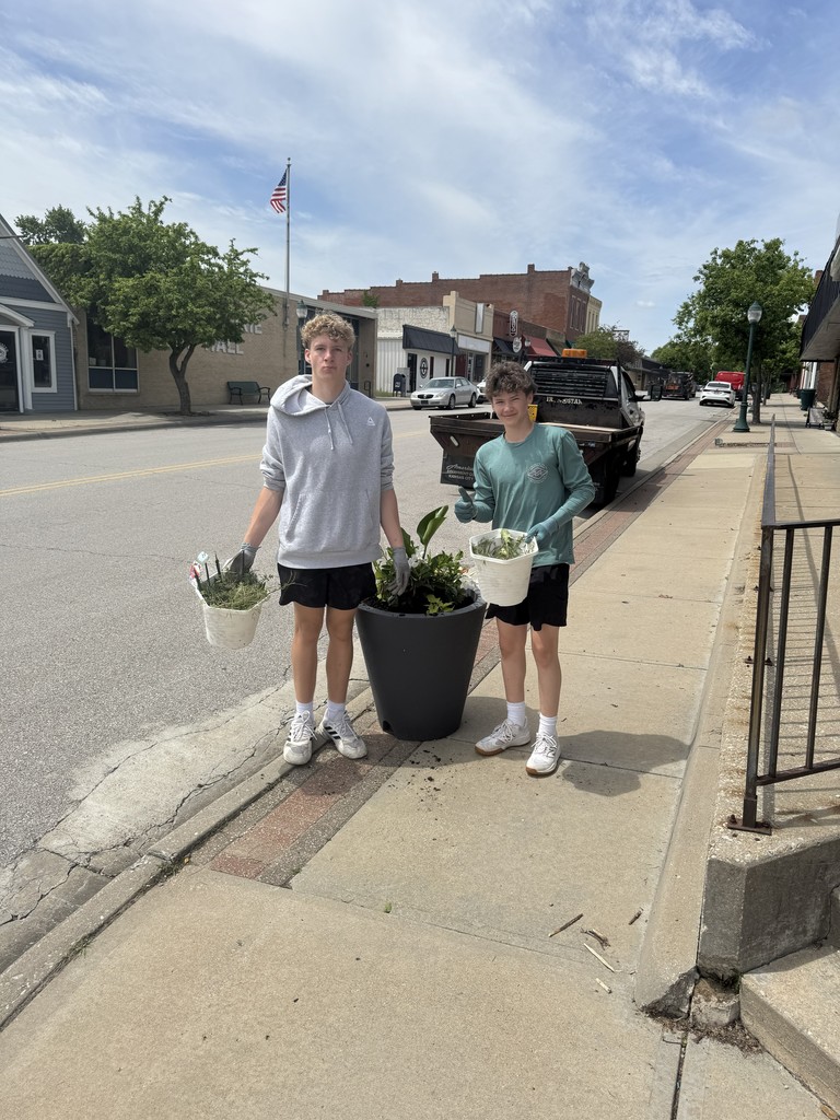 Planting flowers.