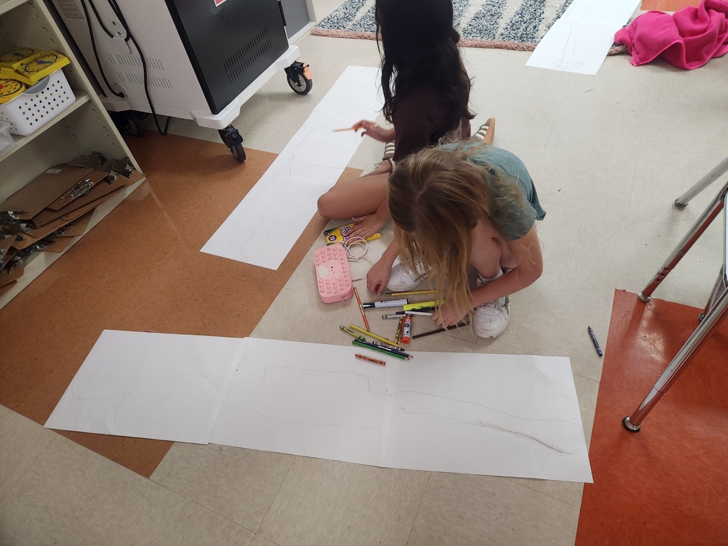 Students drawing and decorating their wingspan