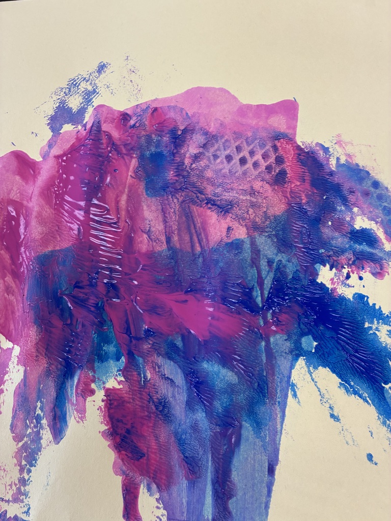 pink and blue paint splat