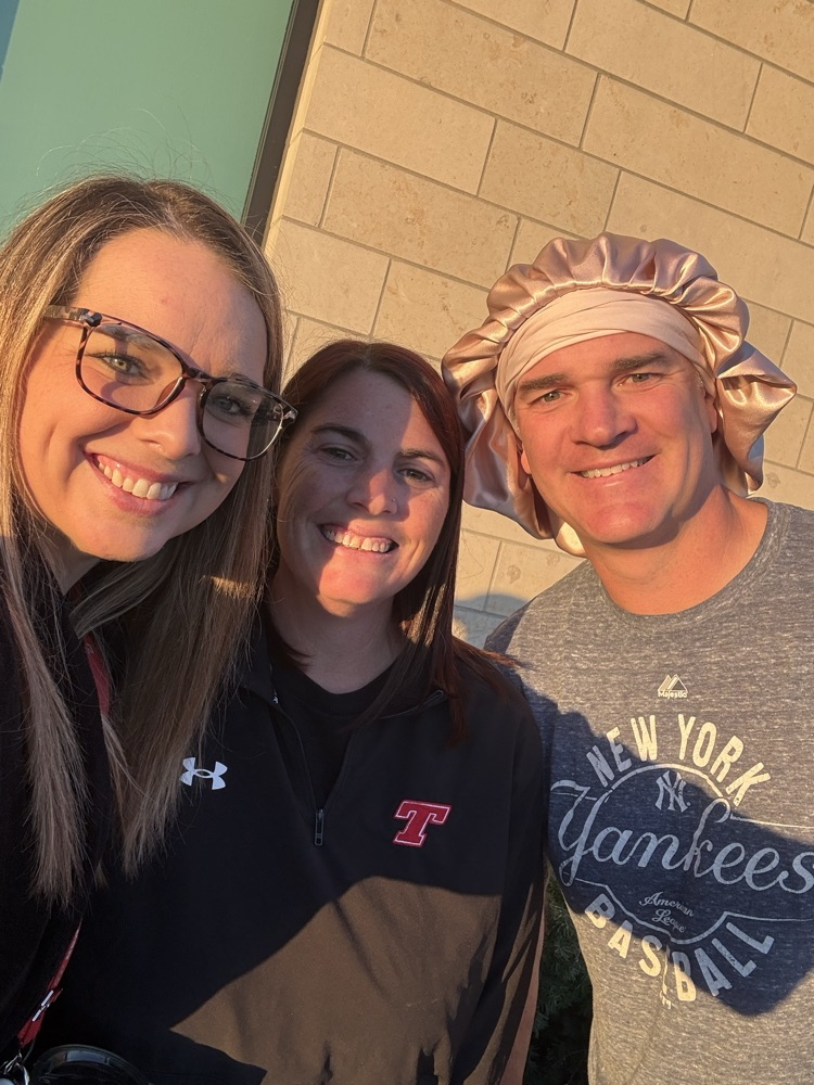 Mrs. McCoy, Mrs. Snider, and Mr. Eastes at the homecoming kickoff at TES/TMS.