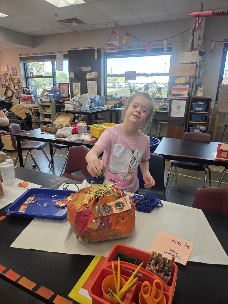Student with her finished pumpkin