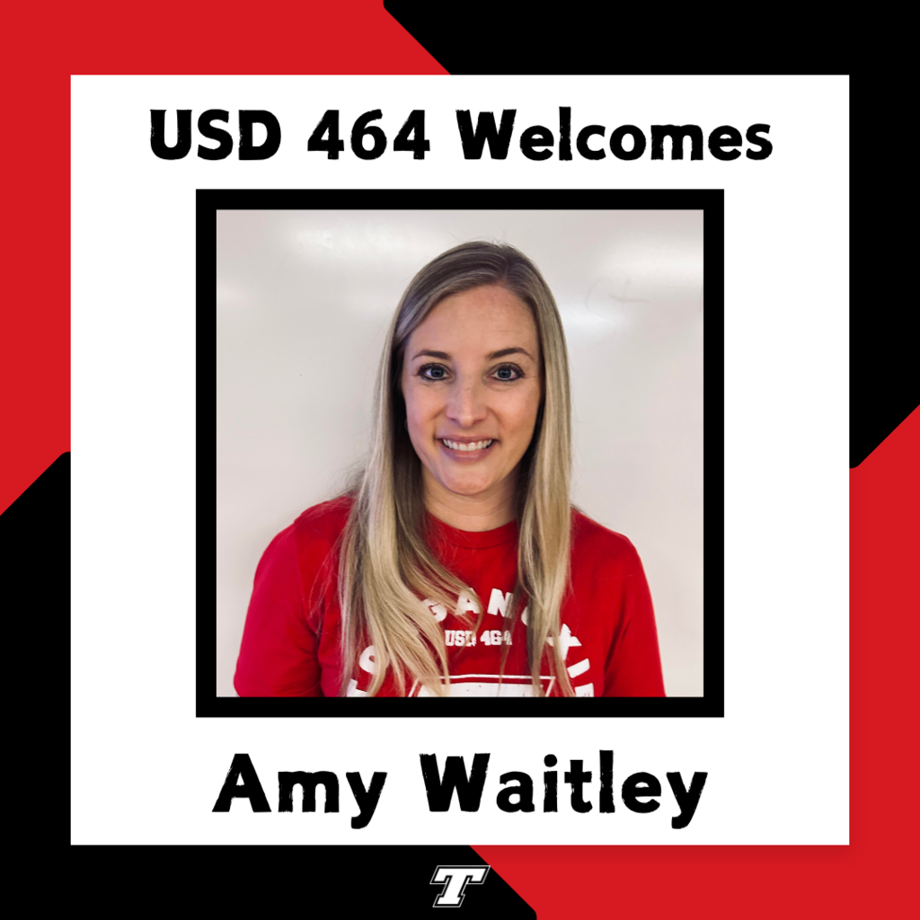headshot of Amy Waitley wearing a red Tonganoxie tshirt w white T on it