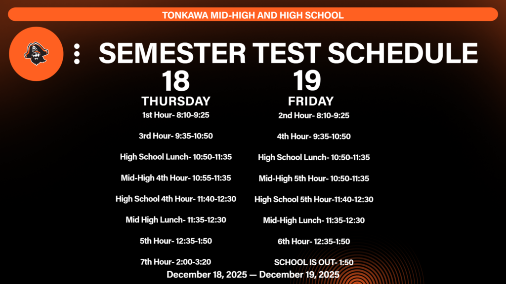 Semester 1 Test Schedule