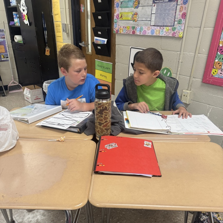 Mrs. Paulk, Mrs. Arnold, and Mrs. Mosley’s math classes are working with partners multiplying three-digit by two-digit numbers. #tces 
