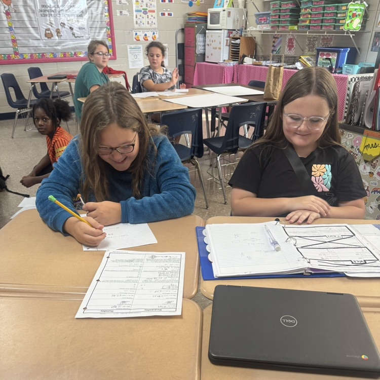 Mrs. Paulk, Mrs. Arnold, and Mrs. Mosley’s math classes are working with partners multiplying three-digit by two-digit numbers. #tces 