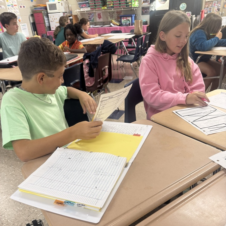 Mrs. Paulk, Mrs. Arnold, and Mrs. Mosley’s math classes are working with partners multiplying three-digit by two-digit numbers. #tces 