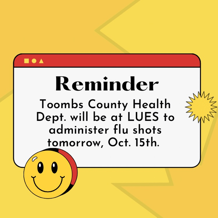 Health Department will be at LUES to administer flu shots  
