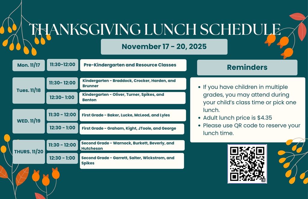 Thanksgiving Lunch Schedule