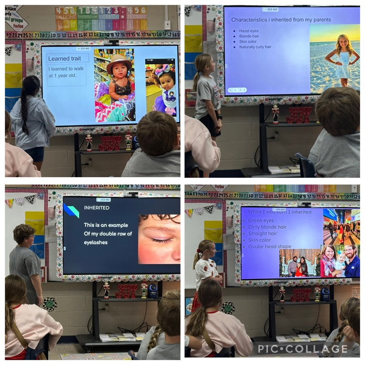 5th grade science students used what they have learned about inherited traits, learned behaviors, and instincts to design a Google Slides or poster about their life. #tces