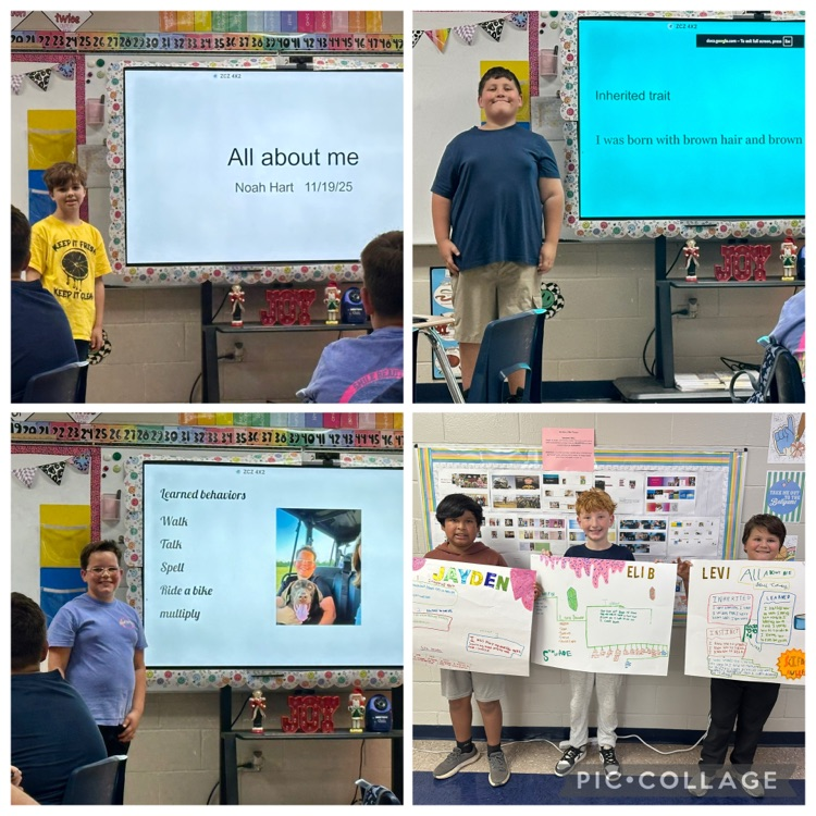 5th grade science students used what they have learned about inherited traits, learned behaviors, and instincts to design a Google Slides or poster about their life. #tces