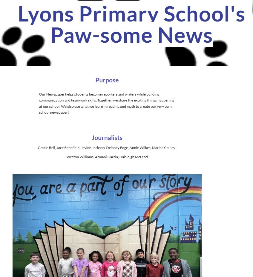 Lyons Primary School Newspaper snapshot