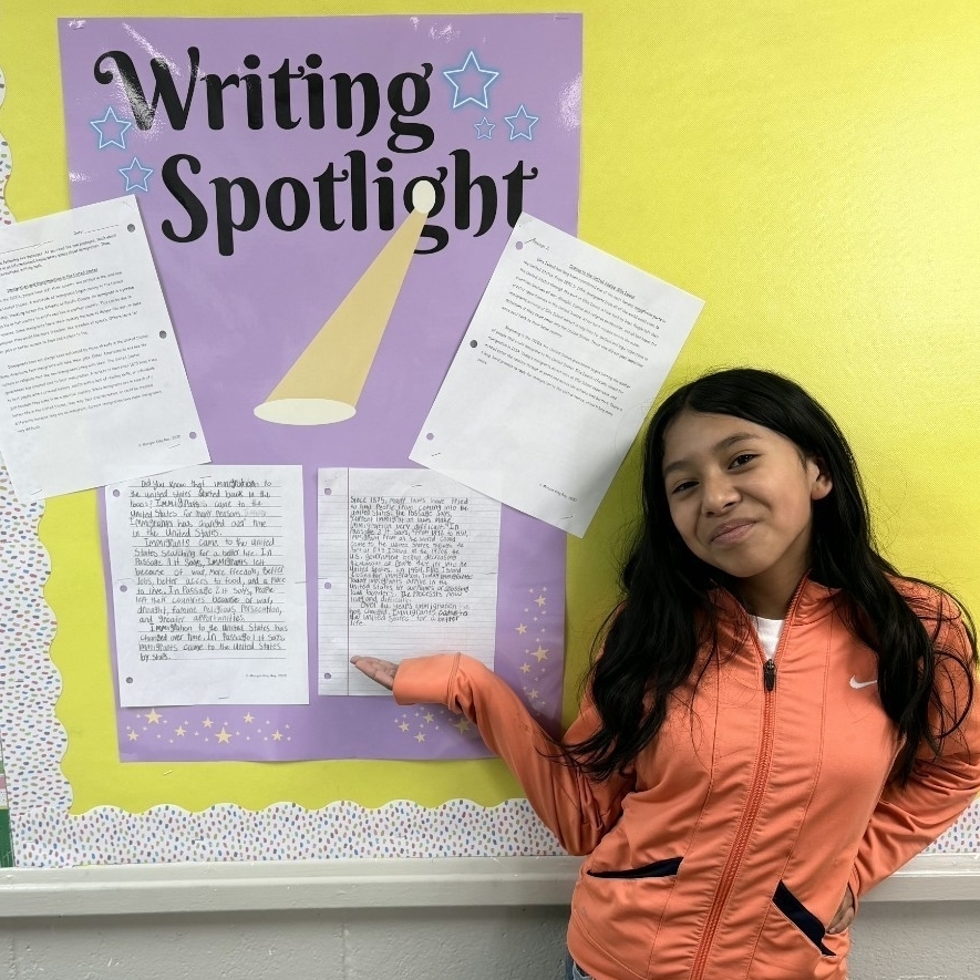 Mia is the “Spotlight Writer of the Week” in Mrs. Johnson and Mrs. Hartley’s class. She wrote an excellent informational essay that deserves to be recognized! Way to go, Mia!!