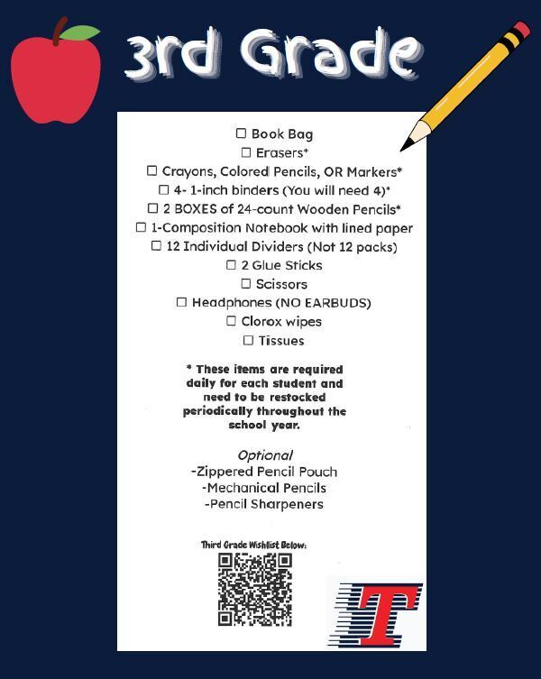3rd Grade Supply List