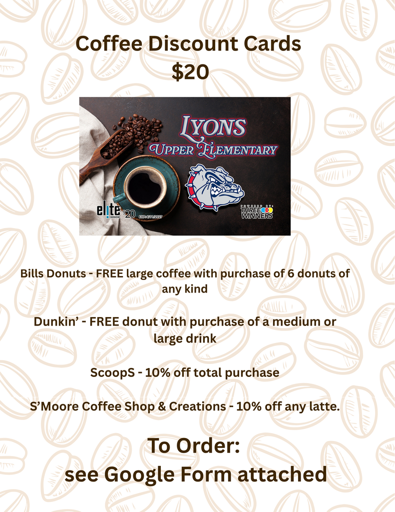 Coffee Discount Cards $20