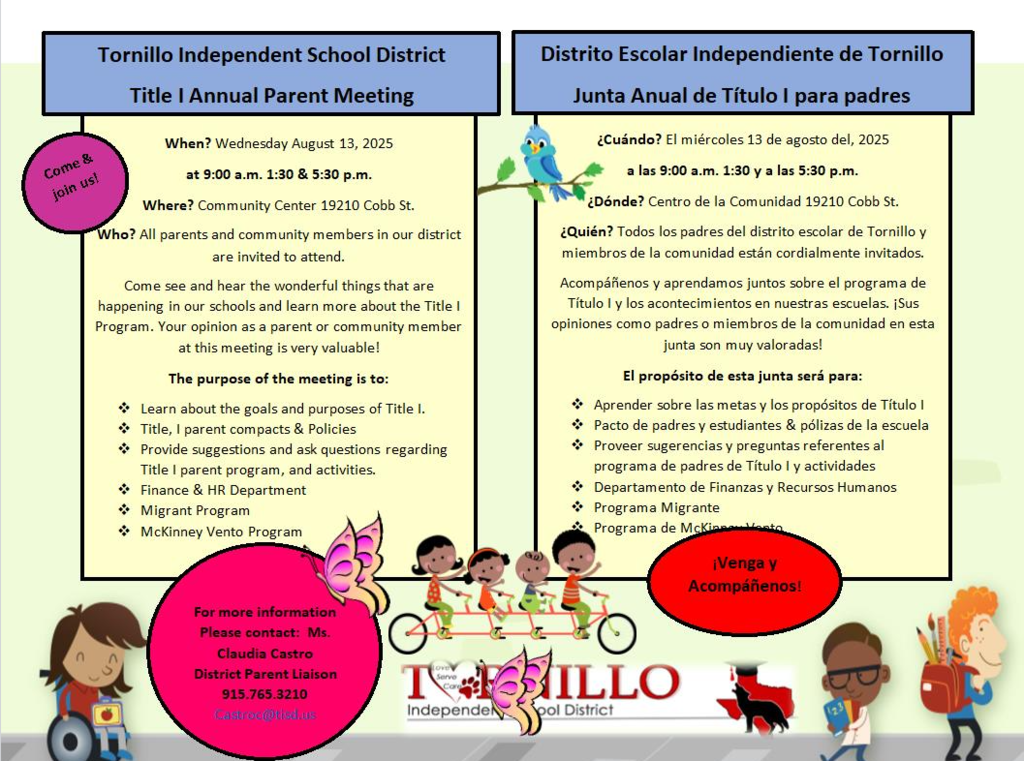 Flyer with Title I meeting information