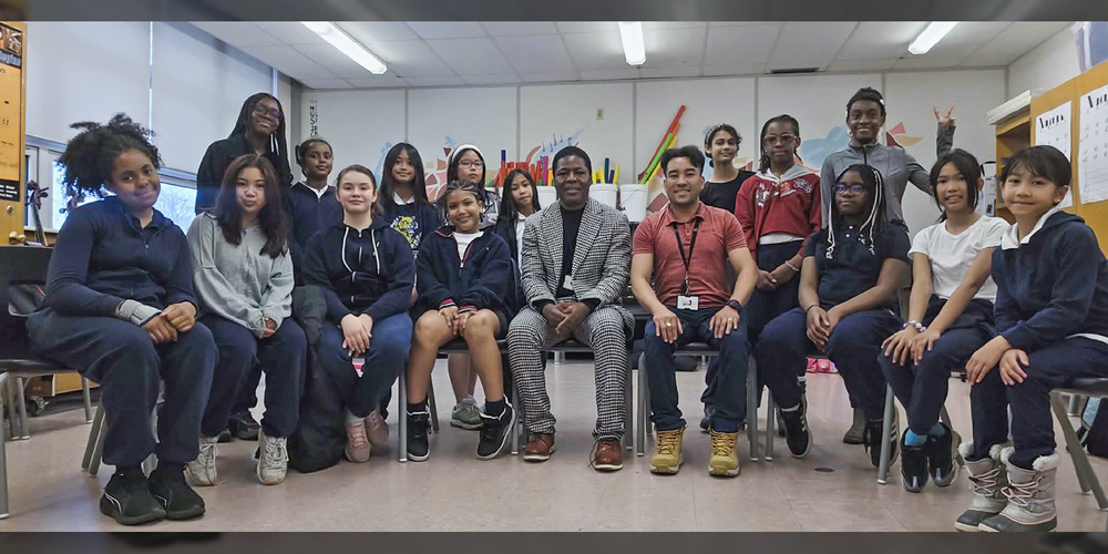 Group photo of St. Barabara students with Principal Yeaher
