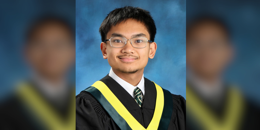 A student's graduation school photo.