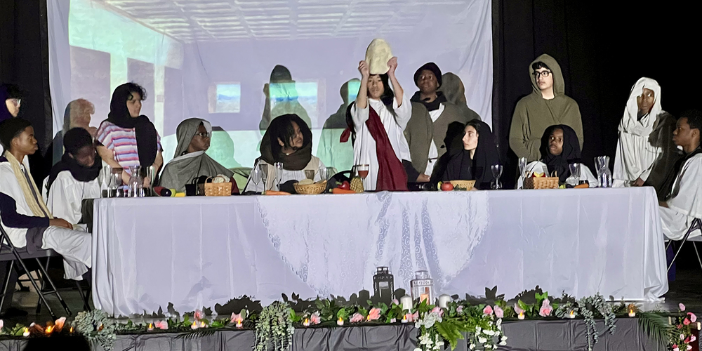 Photo of St. Angela students performing the Passion Play