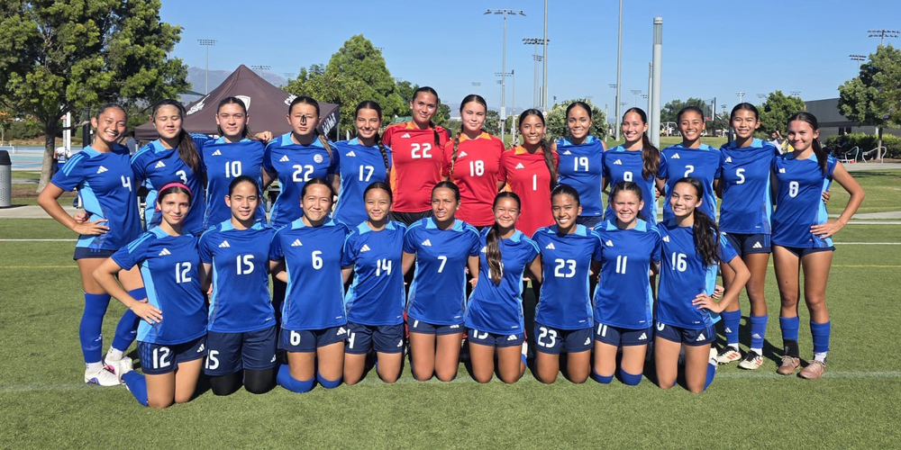 Group photo of the Philippines U17 soccer team on the court